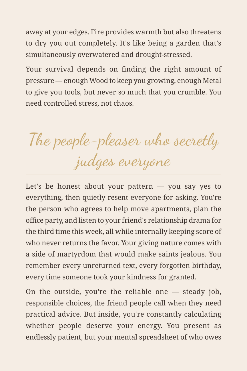 Personality analysis page